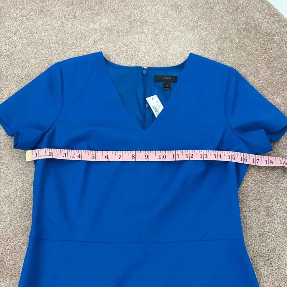 NWT J. Crew Royal Blue Sheath Dress with V-Neck back zipper back vent suiting